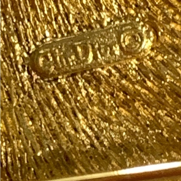 CHRISTIAN DIOR 14k gold plated STYLIZED FAN pin back BROOCH - Picture 3 of 8